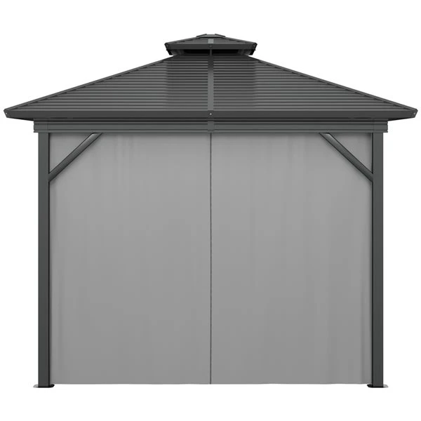 Abri De Jardin Outsunny En Métal Carré Noir De 10 Pi X 10 Pi Avec Toit En Acier 6 Abri De Jardin Outsunny En Métal Carré Noir De 10 Pi X 10 Pi Avec Toit En Acier – Image 4