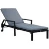 Chaise Longue Outsunny En Métal Noir Avec Siège Coussiné Gris -Outsunny 331014382 MainImage 001 l