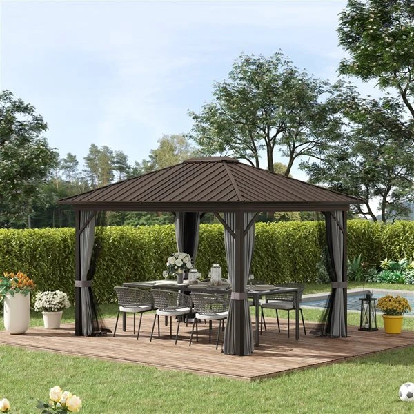 Abri De Jardin Outsunny En Métal Gris Foncé De 12 Pi X 10 Pi Avec Toit En Acier 4 Abri De Jardin Outsunny En Métal Gris Foncé De 12 Pi X 10 Pi Avec Toit En Acier – Image 2