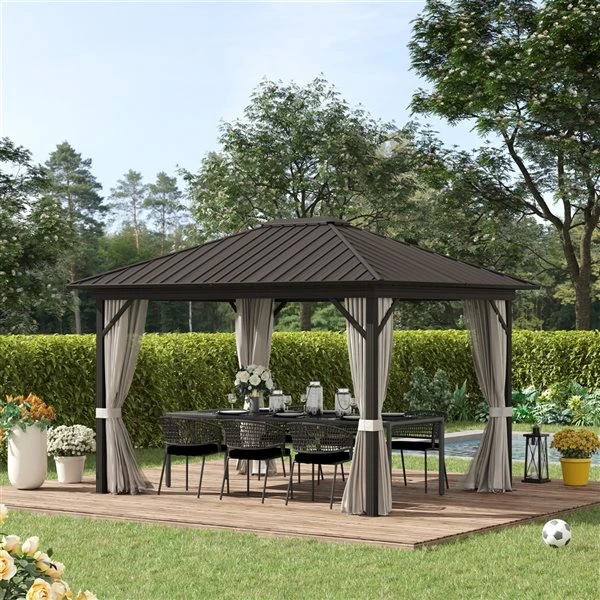 Abri De Jardin Permanent Outsunny Rectangulaire En Métal Beige De 11,9 Pi X 9,8 Pi Avec Toit En Acier 4 Abri De Jardin Permanent Outsunny Rectangulaire En Métal Beige De 11,9 Pi X 9,8 Pi Avec Toit En Acier – Image 2