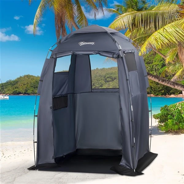 Tente De Douche Outsunny En Polyester Bleu Foncé Avec Tapis 4 Tente De Douche Outsunny En Polyester Bleu Foncé Avec Tapis – Image 2