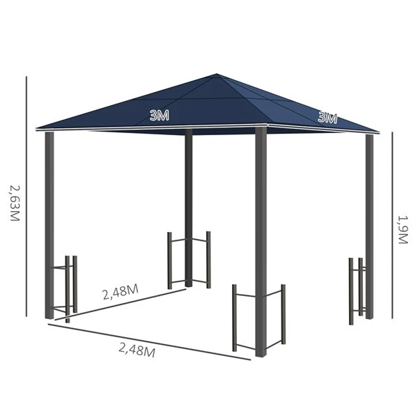 Abri De Jardin Permanent Outsunny Carré En Métal Noir Et Gris Foncé De 9,8 Pi X 9,8 Pi Avec Toit En Polycarbonate 5 Abri De Jardin Permanent Outsunny Carré En Métal Noir Et Gris Foncé De 9,8 Pi X 9,8 Pi Avec Toit En Polycarbonate – Image 3