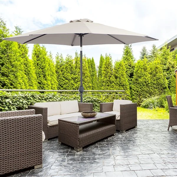 Parasol Outsunny Gris à Manivelle De 10 Pi X 8 Pi 4 Parasol Outsunny Gris à Manivelle De 10 Pi X 8 Pi – Image 2