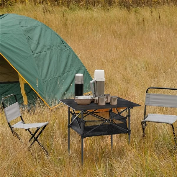 Table De Pique-nique Outsunny Carrée En Métal Noir De 27,5 Po 4 Table De Pique-nique Outsunny Carrée En Métal Noir De 27,5 Po – Image 2