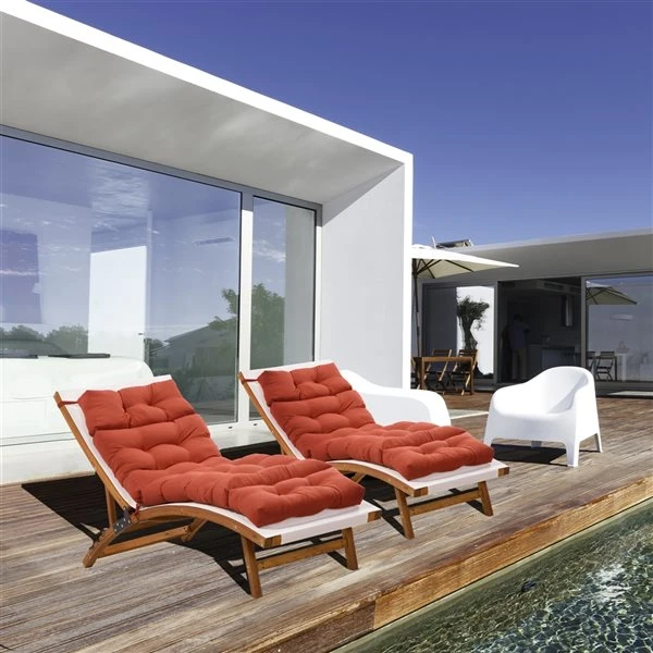 Coussins De Chaise Longue Outsunny Rouges, 2 Pièces 3 Coussins De Chaise Longue Outsunny Rouges, 2 Pièces – Image 2