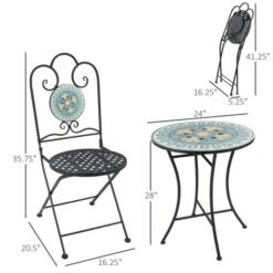 Ensemble Pour Le Patio Outsunny De Style Bistro Avec Cadre En Acier Noir Avec Dessus De Table En Mosaïque Verte, 3 Pièces 9 Ensemble Pour Le Patio Outsunny De Style Bistro Avec Cadre En Acier Noir Avec Dessus De Table En Mosaïque Verte, 3 Pièces -Outsunny 331025411 AlternateImage2 l