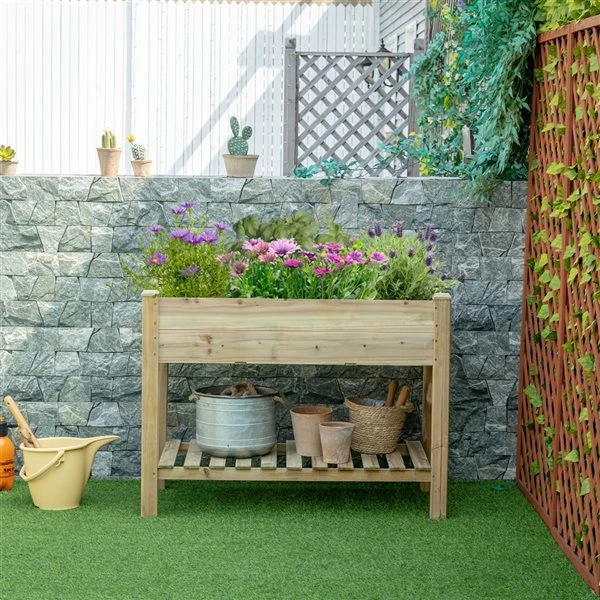 Jardinière Surélevée Outsunny En Bois Naturel De 22 Po L. X 44,5 Po L. X 33 Po H. 6 Jardinière Surélevée Outsunny En Bois Naturel De 22 Po L. X 44,5 Po L. X 33 Po H. – Image 4