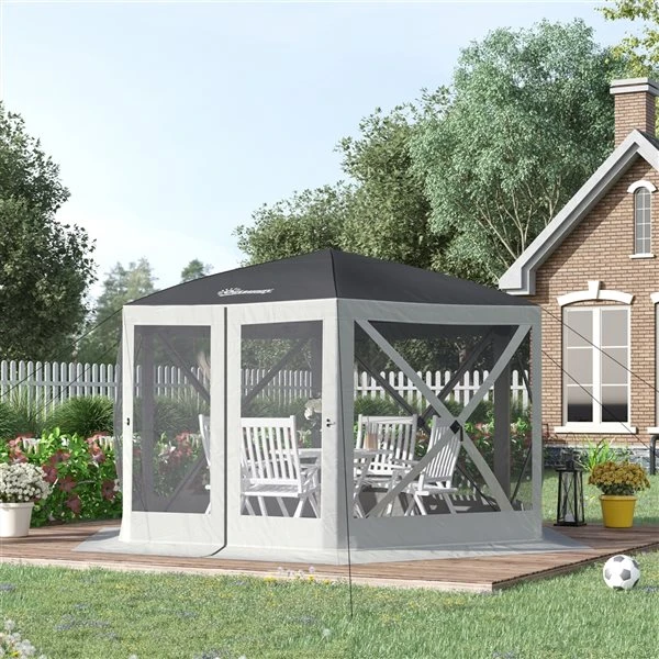 Tente à Moustiquaire Outsunny En Polyester Gris 4 Tente à Moustiquaire Outsunny En Polyester Gris – Image 2