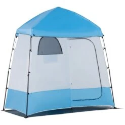 Tente De Douche Outsunny En Polyester Bleu Avec Sac De Transport