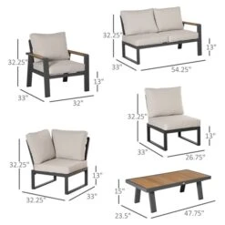 Ensemble De Mobilier Extérieur Outsunny Avec Cadre En Aluminium, 6 Pièces 6 Ensemble De Mobilier Extérieur Outsunny Avec Cadre En Aluminium, 6 Pièces -Outsunny 331025437 AlternateImage1 l