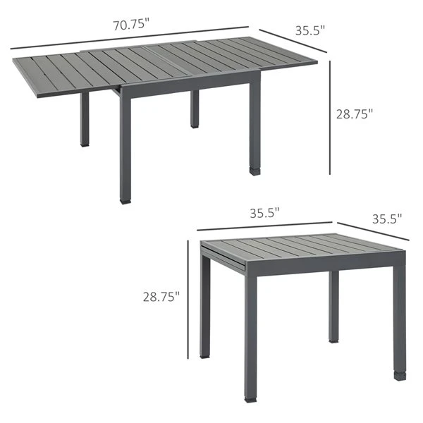 Table De Salle à Manger Extensible D'extérieur Outsunny Rectangulaire Grise De 35,5 Po L. X 70,75 Po L. 5 Table De Salle à Manger Extensible D'extérieur Outsunny Rectangulaire Grise De 35,5 Po L. X 70,75 Po L. – Image 3