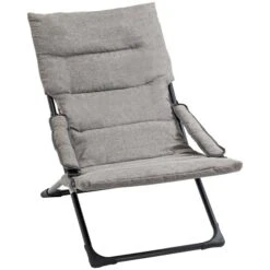 Chaise De Camping Pliante Outsunny Rembourrée Grise