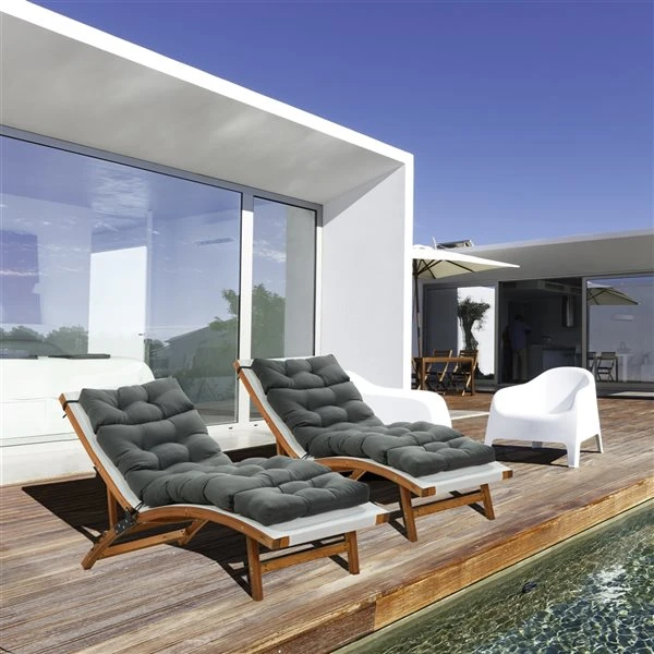 Coussins De Chaise Longue Outsunny Noirs, 2 Pièces 4 Coussins De Chaise Longue Outsunny Noirs, 2 Pièces – Image 2