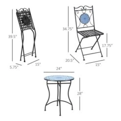 Ensemble Pour Le Patio Outsunny De Style Bistro Avec Cadre En Acier Noir Avec Dessus De Table En Mosaïque Bleue, 3 Pièces 9 Ensemble Pour Le Patio Outsunny De Style Bistro Avec Cadre En Acier Noir Avec Dessus De Table En Mosaïque Bleue, 3 Pièces -Outsunny 331025478 AlternateImage2 l