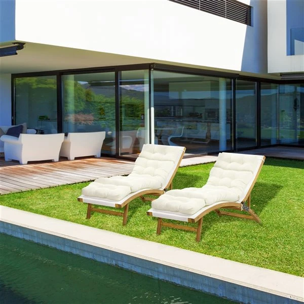 Coussins De Chaise Longue Outsunny Blancs, 2 Pièces 4 Coussins De Chaise Longue Outsunny Blancs, 2 Pièces – Image 2