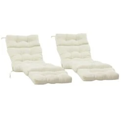 Coussins De Chaise Longue Outsunny Blancs, 2 Pièces