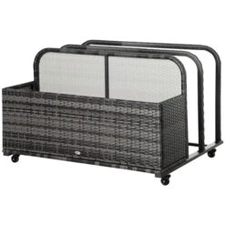 Panier De Rangement Outsunny En Rotin Gris De 43,25 Po L. X 39,25 Po L. Avec Compartiments