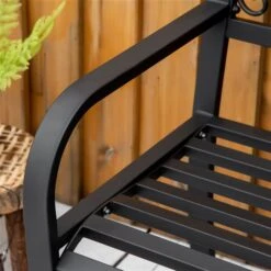 Banc Noir à Deux Places Avec Motif D'ananas Doré Par Outsunny De 45 Po X 35,5 Po -Outsunny 331026132 AlternateImage6 l