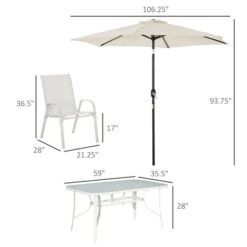 Ensemble à Dîner Extérieur Blanc Crémeux Par Outsunny Avec Parasol, 8 Pièces 9 Ensemble à Dîner Extérieur Blanc Crémeux Par Outsunny Avec Parasol, 8 Pièces -Outsunny 331026140 AlternateImage2 l