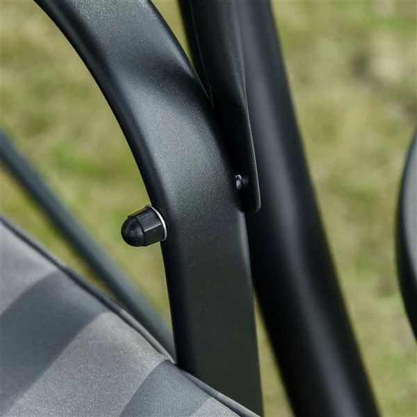 Balancelle De Véranda à 3 Places En Acier Noir Par Outsunny 6 Balancelle De Véranda à 3 Places En Acier Noir Par Outsunny – Image 4