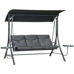 Balancelle De Véranda à 3 Places En Acier Noir Par Outsunny