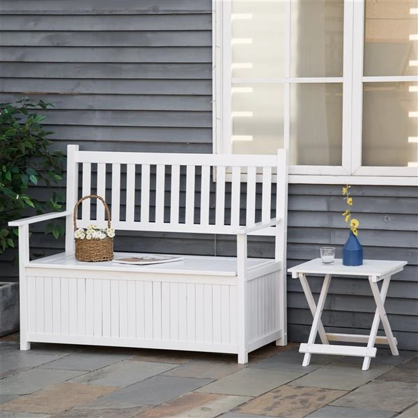 Banc Blanc à Deux Places Par Outsunny De 48,5 Po X 38,25 Po 4 Banc Blanc à Deux Places Par Outsunny De 48,5 Po X 38,25 Po – Image 2