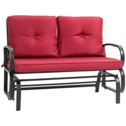 Fauteuil Coulissant D'extérieur Rouge En Acier à 2 Places Par Outsunny