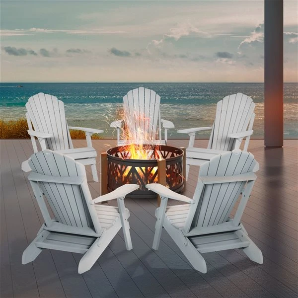 Chaise Adirondack En Bois Par Outsunny Avec Repose-pieds, Blanc 4 Chaise Adirondack En Bois Par Outsunny Avec Repose-pieds, Blanc – Image 2