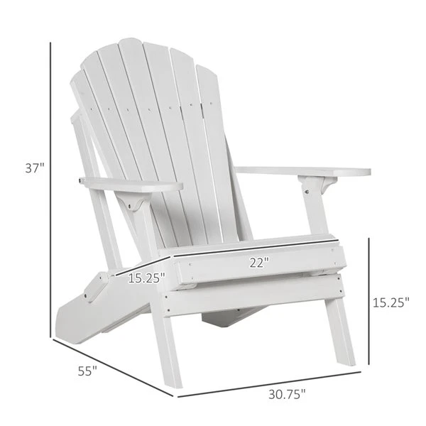 Chaise Adirondack En Bois Par Outsunny Avec Repose-pieds, Blanc 5 Chaise Adirondack En Bois Par Outsunny Avec Repose-pieds, Blanc – Image 3