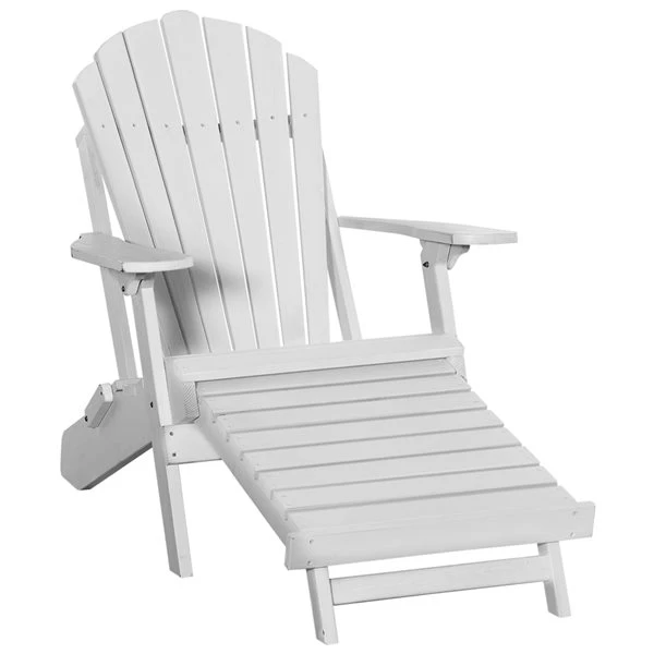 Chaise Adirondack En Bois Par Outsunny Avec Repose-pieds, Blanc 3 Chaise Adirondack En Bois Par Outsunny Avec Repose-pieds, Blanc