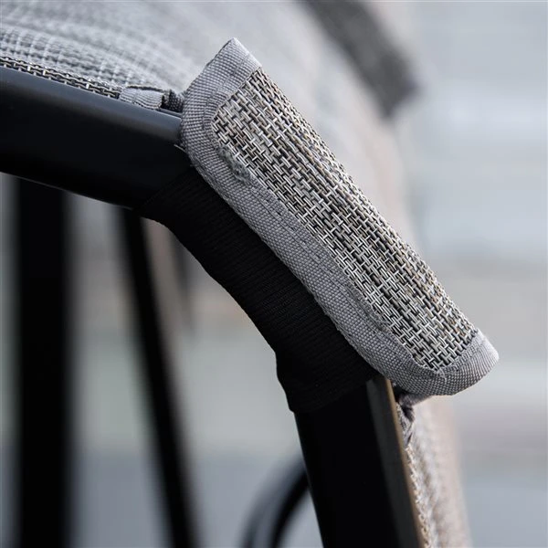 Chaise Longue En Métal Noir Par Outsunny Avec Siège En Tissu Maillé Gris, 3 Pièces 7 Chaise Longue En Métal Noir Par Outsunny Avec Siège En Tissu Maillé Gris, 3 Pièces – Image 5