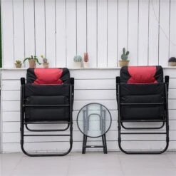 Chaise Berçante En Métal Noir Par Outsunny Avec Coussin Rouge, 3 Pièces 10 Chaise Berçante En Métal Noir Par Outsunny Avec Coussin Rouge, 3 Pièces -Outsunny 331026171 AlternateImage3 l