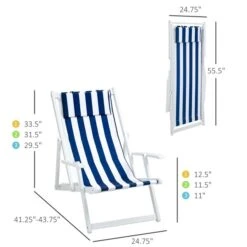 Chaise Longue En Bois Blanc Par Outsunny Avec Siège En Polyester Bleu Et Blanc 9 Chaise Longue En Bois Blanc Par Outsunny Avec Siège En Polyester Bleu Et Blanc -Outsunny 331026172 AlternateImage2 l