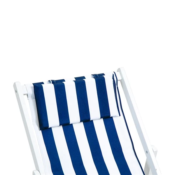 Chaise Longue En Bois Blanc Par Outsunny Avec Siège En Polyester Bleu Et Blanc 7 Chaise Longue En Bois Blanc Par Outsunny Avec Siège En Polyester Bleu Et Blanc – Image 5