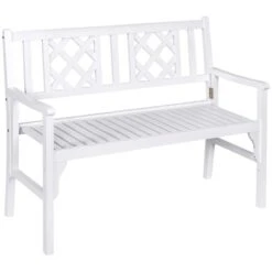 Banc Pliant Blanc à Deux Places Par Outsunny De 47,5 Po X 35,5 Po