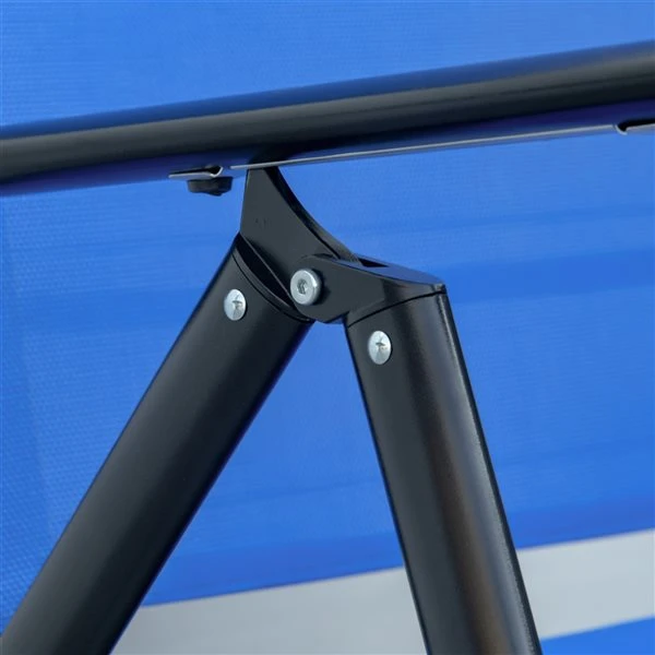 Chaise Longue En Métal Noir Par Outsunny Avec Siège En Tissu Maillé Bleu, Ens. De 2 6 Chaise Longue En Métal Noir Par Outsunny Avec Siège En Tissu Maillé Bleu, Ens. De 2 – Image 4