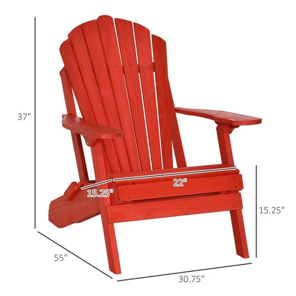Chaise Adirondack En Bois Par Outsunny Avec Repose-pieds, Rouge 5 Chaise Adirondack En Bois Par Outsunny Avec Repose-pieds, Rouge – Image 3