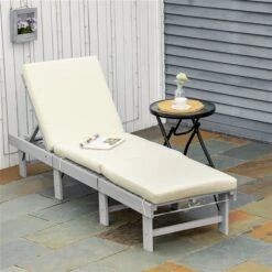 Chaise Longue Inclinable En Bois Par Outsunny, Grise -Outsunny 331044637 AlternateImage1 l