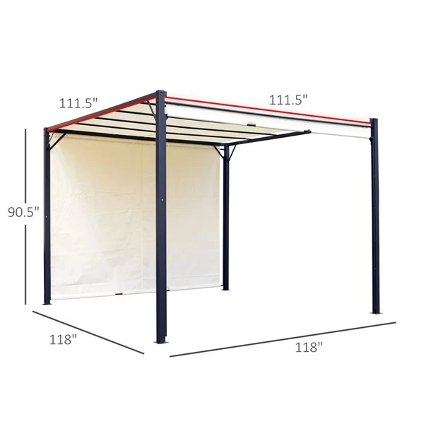 Pergola Avec Tout Rétractable En Métal De 10 Pi X 10 Pi Par Outsunny 5 Pergola Avec Tout Rétractable En Métal De 10 Pi X 10 Pi Par Outsunny – Image 3