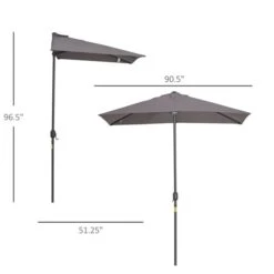 Parasol En Forme De Demi-lune Gris De 4 Pi Par Outsunny -Outsunny 331044643 AlternateImage2 l