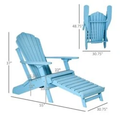 Chaise Adirondack Pliante En Bois Pour Le Patio Avec Pouf Bleu Par Outsunny 8 Chaise Adirondack Pliante En Bois Pour Le Patio Avec Pouf Bleu Par Outsunny -Outsunny 331044650 AlternateImage2 l