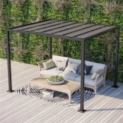 Pergola Extérieure à Persiennes Avec Toit Ajustable 9,5 Pi X 8,2 Pi Par Outsunny -Outsunny 331044651 AlternateImage1 l