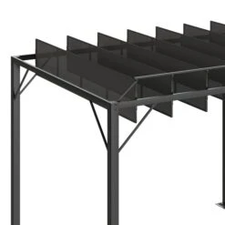 Pergola Extérieure à Persiennes Avec Toit Ajustable 9,5 Pi X 8,2 Pi Par Outsunny -Outsunny 331044651 AlternateImage6 l
