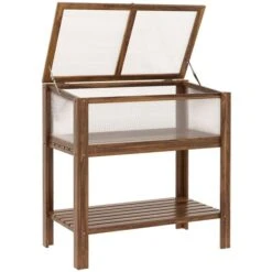 Jardinière Sur Pieds En Bois Avec Tablette Pour Extérieur Par Outsunny