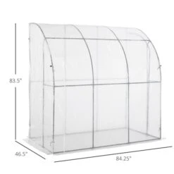 Serre De Jardin Adossée Avec Porte Zippée Enroulable De 7 Pi X 4 Pi Par Outsunny, Blanche -Outsunny 331044661 AlternateImage2 l