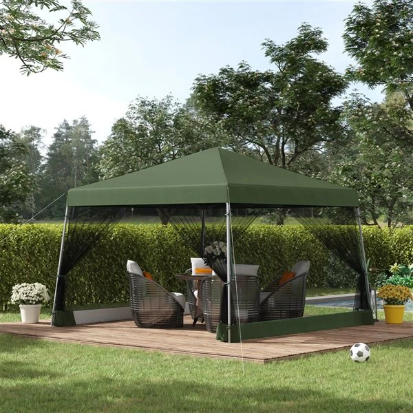 Chapiteau Pliable Vert De 12 Pi X 12 Pi Par Outsunny Avec Filet En Maille 4 Chapiteau Pliable Vert De 12 Pi X 12 Pi Par Outsunny Avec Filet En Maille – Image 2