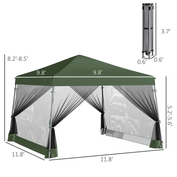 Chapiteau Pliable Vert De 12 Pi X 12 Pi Par Outsunny Avec Filet En Maille 5 Chapiteau Pliable Vert De 12 Pi X 12 Pi Par Outsunny Avec Filet En Maille – Image 3