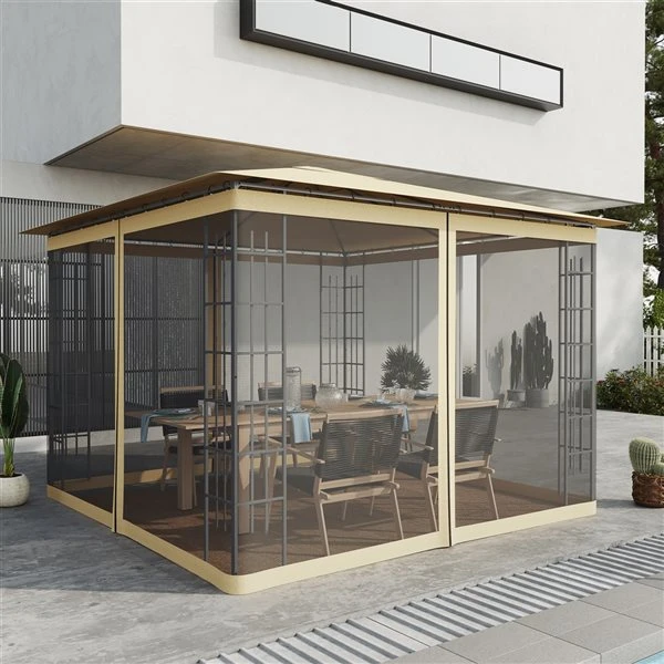 Toile Moustiquaire Universel De Remplacement De 10 Pi X 10 Pi Pour Abri-soleil Par Outsunny, Beige 4 Toile Moustiquaire Universel De Remplacement De 10 Pi X 10 Pi Pour Abri-soleil Par Outsunny, Beige – Image 2