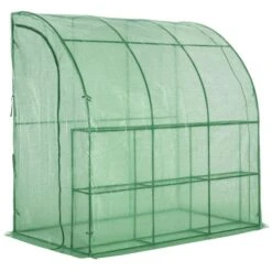 Serre De Jardin Adossée Avec Porte Zippée Enroulable De 7 Pi X 4 Pi Par Outsunny, Verte