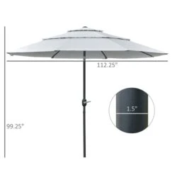 Parasol Blanc Crème Outsunny De 9 pi Avec Inclinaison à Bouton-poussoir -Outsunny 331058202 AlternateImage2 l